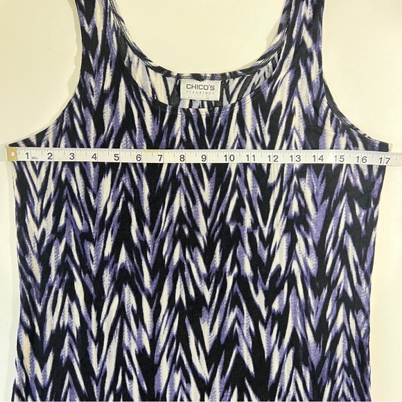 Chico's Travelers Tank Top Large Purple Black White Summer Wrinkle Resistant Top - Picture 6 of 7